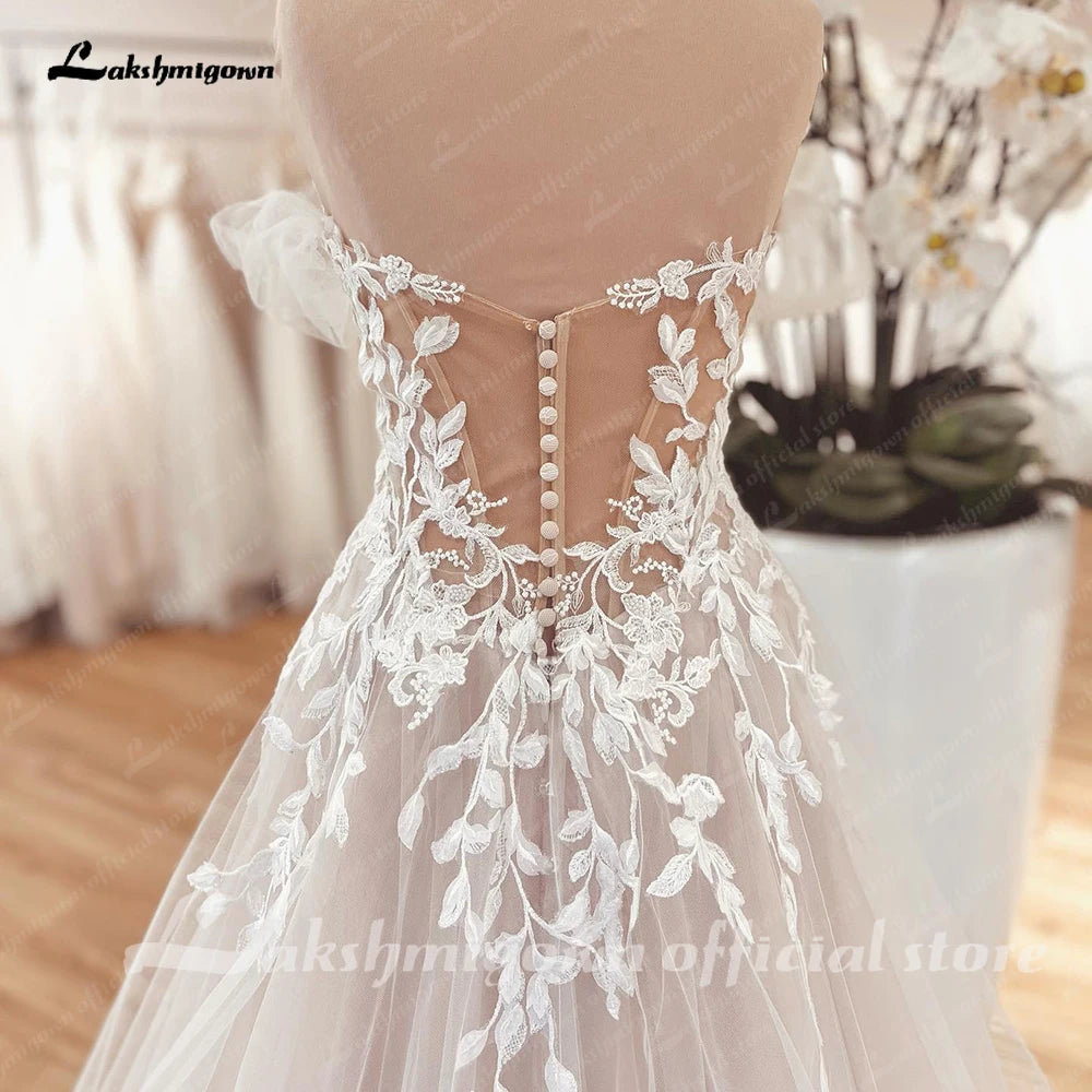 Vinatge Off Shoulder Sweetheart Wedding Dress