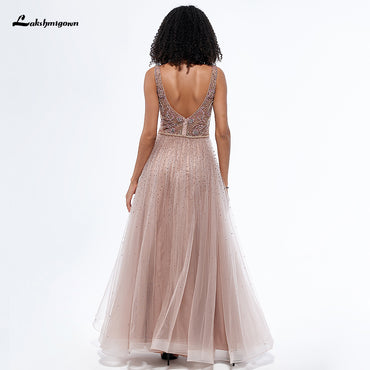Dusty Pink A Line Evening Prom Dress Gown L9663
