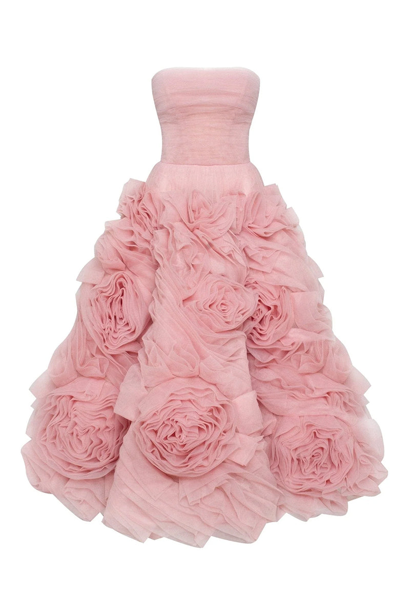 Strapless Tea Length Purple Prom Dresses Tiered Ruffles Holiday Dress