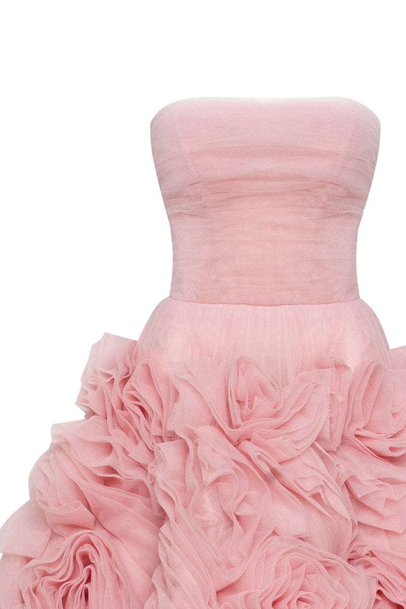 Strapless Tea Length Purple Prom Dresses Tiered Ruffles Holiday Dress