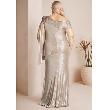 Plus Size Gold Long Formal Evening Dress HCM015