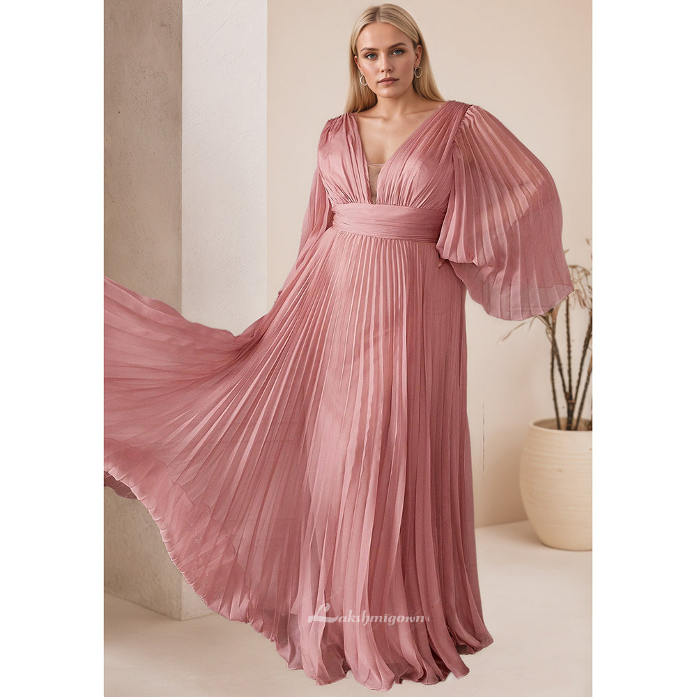 Plus Size Chiffon Long Formal A Line Dress HCM016