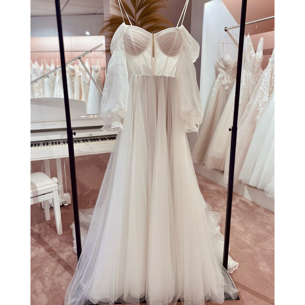 Sexy Sweetheart Wedding Dresses Puffy Sleeveless Off the Shoulder Wedding Gown