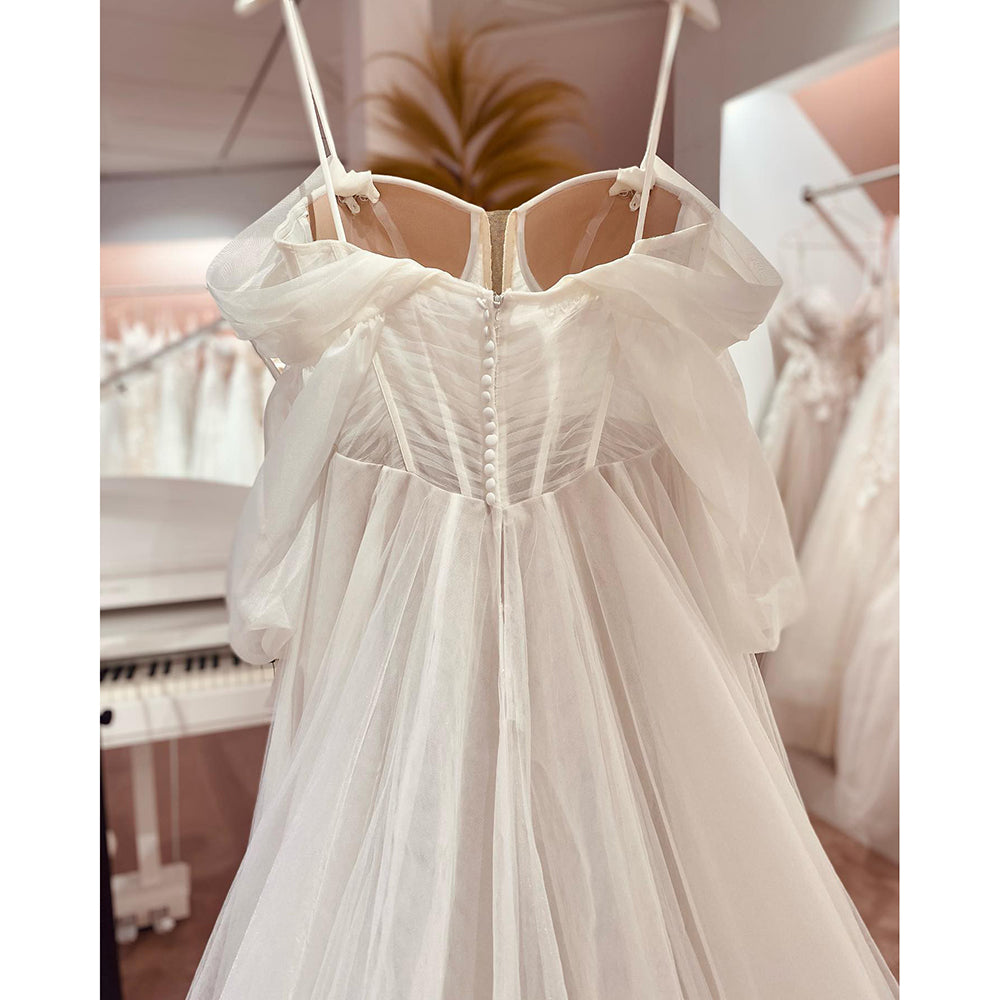 Sexy Sweetheart Wedding Dresses Puffy Sleeveless Off the Shoulder Wedding Gown