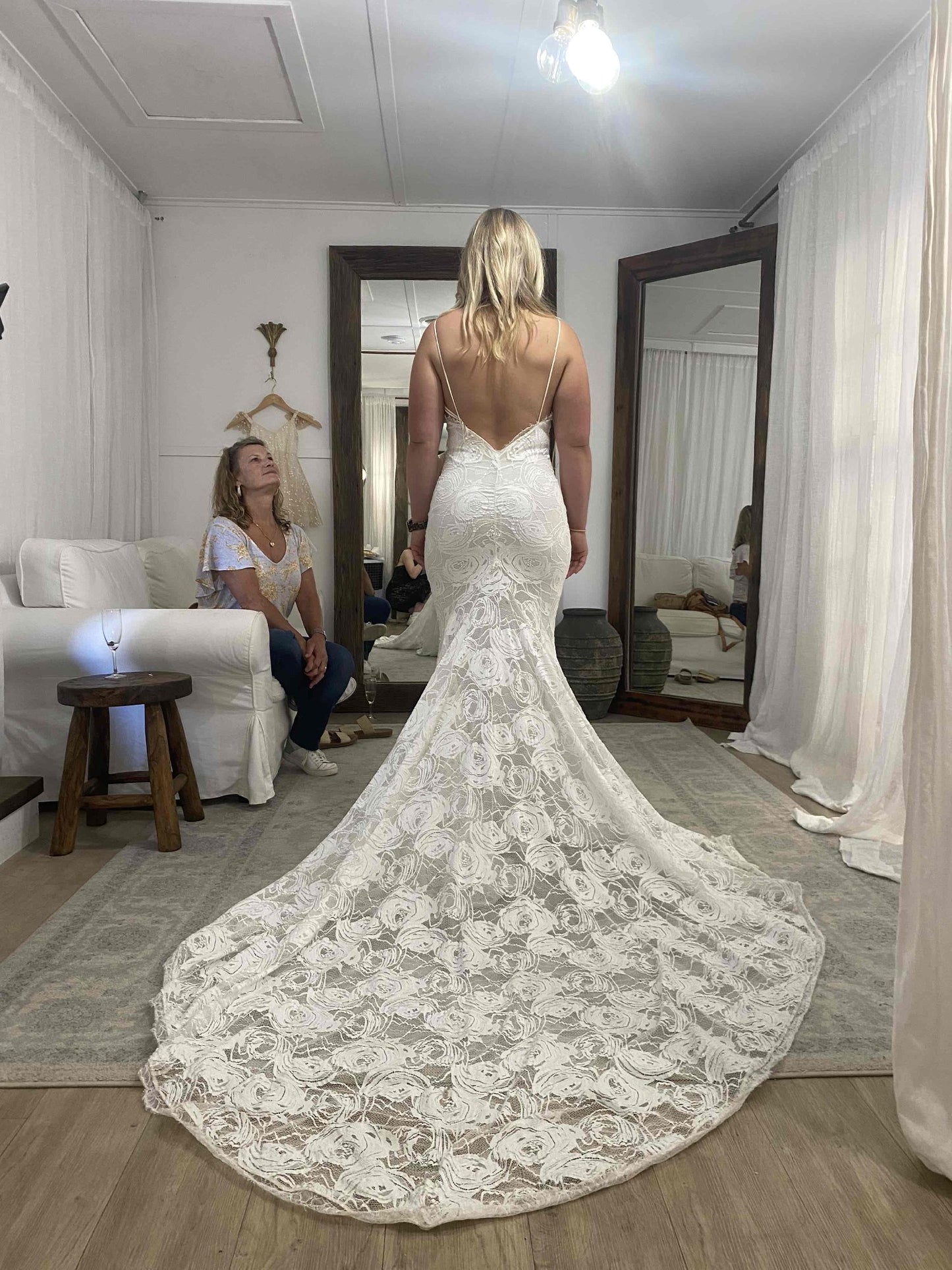Sexy Mermaid Bohemia Wedding Dresses Lace Spaghetti Straps Bride Gown