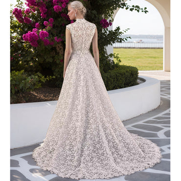 High Neck Lace Boho Wedding Dress 2025 New A Line Bridal Gowns