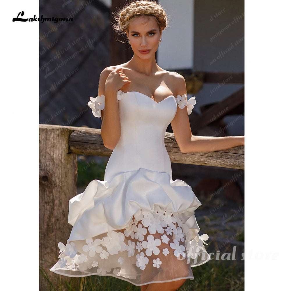 short fishtail wedding dresses Sateen
