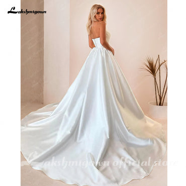Ball Gown Strapless Mikado Satin Wedding Dresses