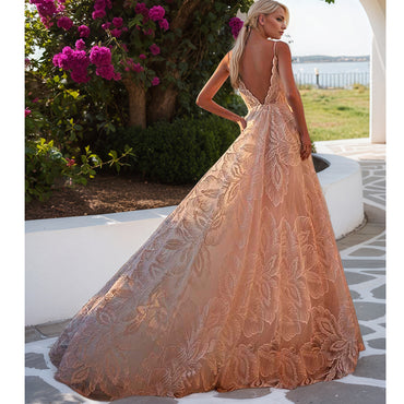 Abito da sposa sexy in pizzo pieno con scollo a V LA001