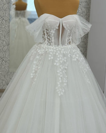 Civil Boho A Line Wedding Dress Floral Lace Appliques Beach Bridal Gown