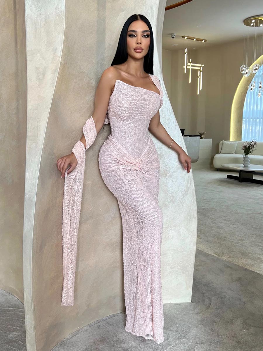 Sheath Strapless Full Sequins Party Evening Prom Dress