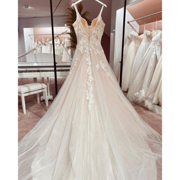 Robes de mariée de plage sexy Illusion Appliques Boho robes de mariée LA106