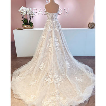 Robe de mariée Vintage à épaules dénudées, robes de mariée civile bohème, LA105