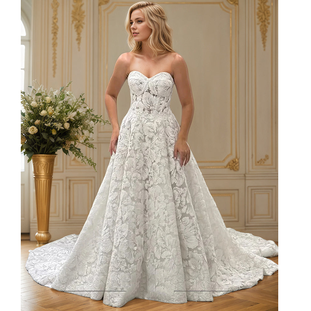 High Quality Lace and Bling Bling Bridal Wedding Dress with Detachable Jacket for Dream Wedding