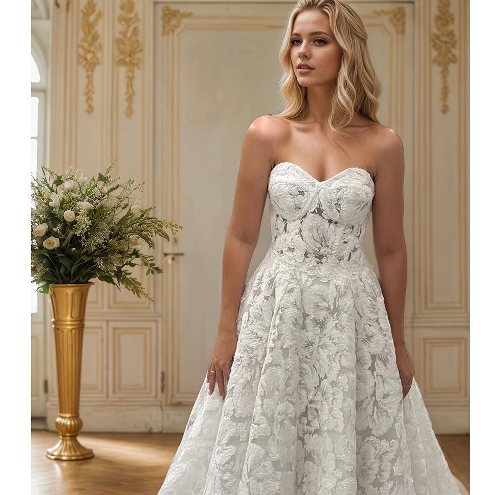 High Quality Lace and Bling Bling Bridal Wedding Dress with Detachable Jacket for Dream Wedding