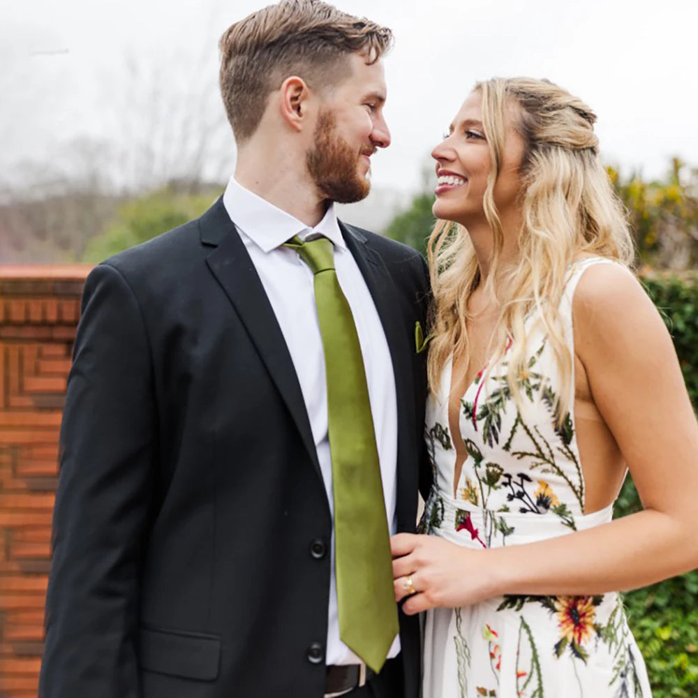 A Line Embroidered Wildflower Colorful Chiffon Wedding Dress