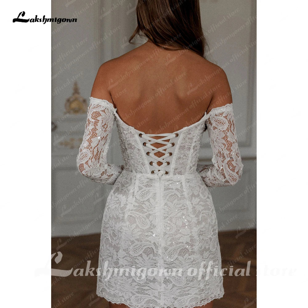 Strapless Off The Shoulder Short Wedding Dress