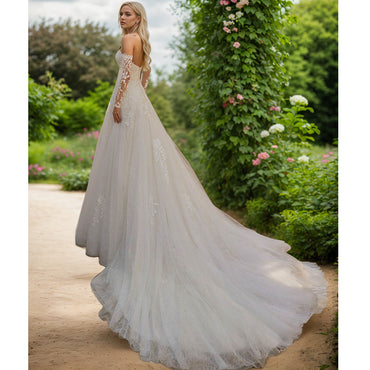 Strapless Wedding Dresses A Line Long Sleeve Woman's Bride Gowns