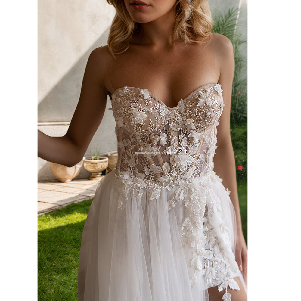 Off the Shoulder Mini Wedding Dresses with Detachable Train