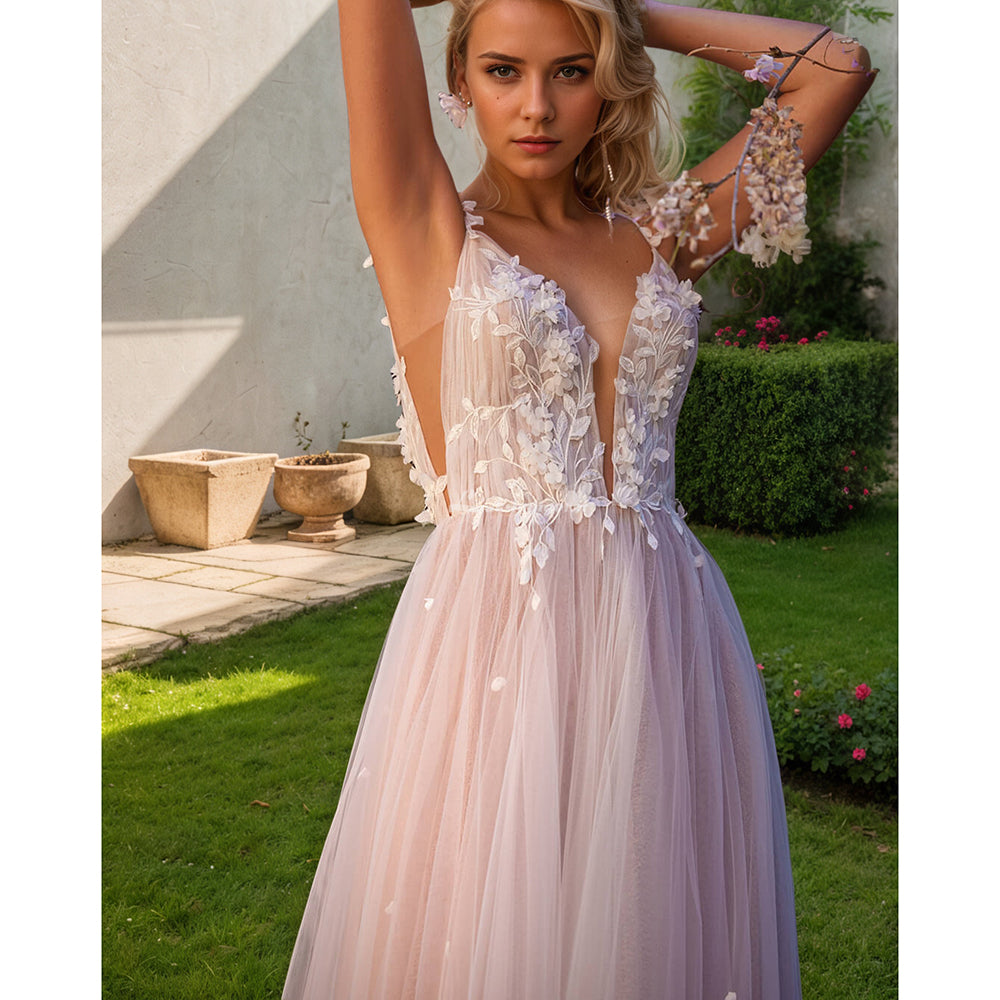 Boho Women's Wedding Dresses Pretty Lace Appliques Bride Gowns