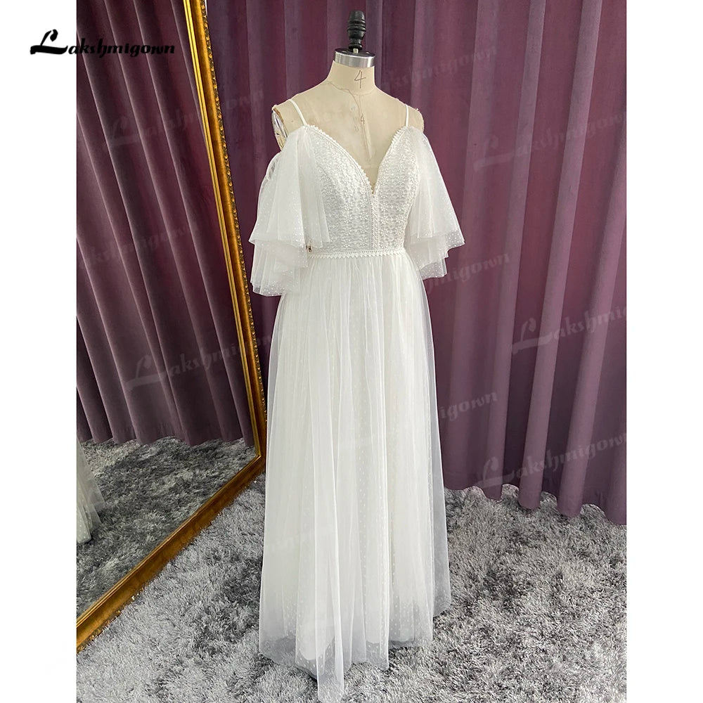 Vestido de novia con apliques de encaje y flores de talla grande con abertura lateral