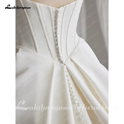 Off The Shoulder Crepe Satin A-Line Bridal Gowns For Formal Party Floor Length Wedding Dress