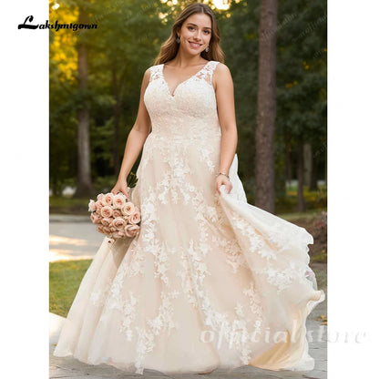 Plus Size Champagne Tulle Wedding Dresses