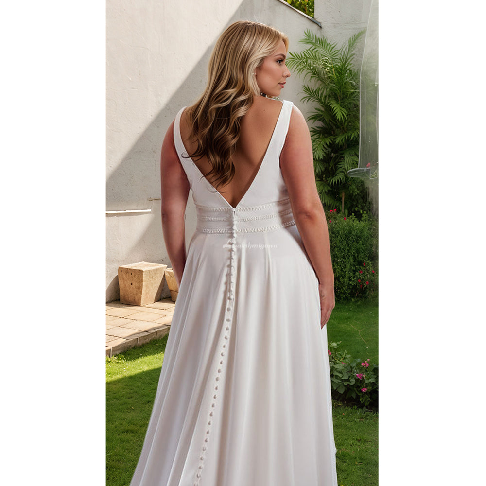 Vestido de novia con apliques de encaje y flores de talla grande con abertura lateral