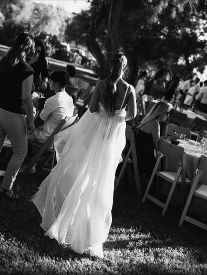 Spaghetti Straps A-Line Chiffon Wedding Dresses With Lace