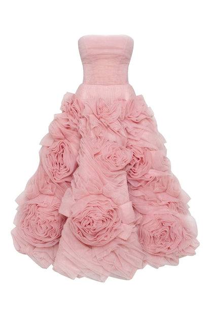 Strapless Tea Length Purple Prom Dresses Tiered Ruffles Holiday Dress