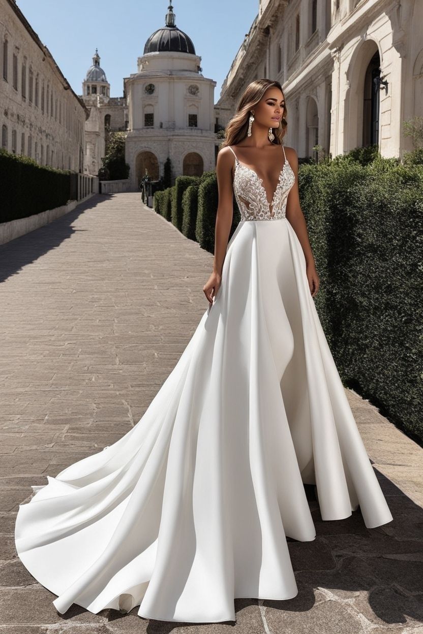 Spaghetti Straps Satin Wedding Dress