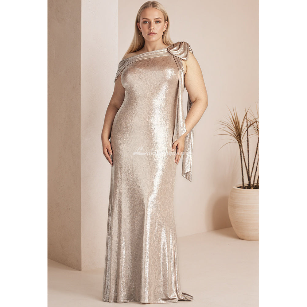 Plus Size Gold Long Formal Evening Dress HCM015