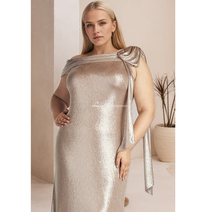 Plus Size Gold Long Formal Evening Dress HCM015