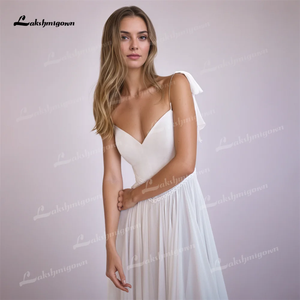 Sexy A Line Chiffon Spaghetti Straps Wedding Dress