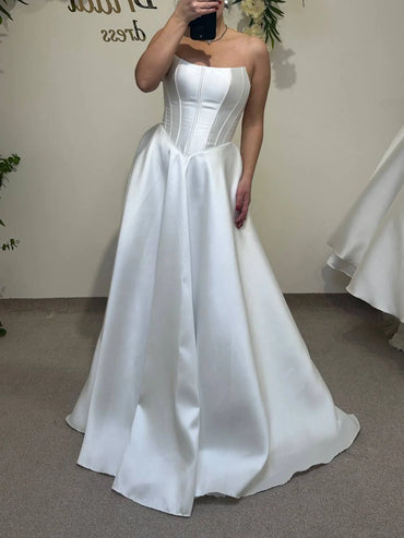 Chic Minimalist Soft Mikado Satin Wedding Dress
