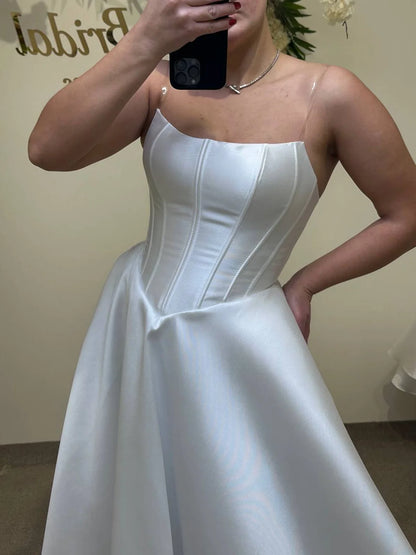 Chic Minimalist Soft Mikado Satin Wedding Dress