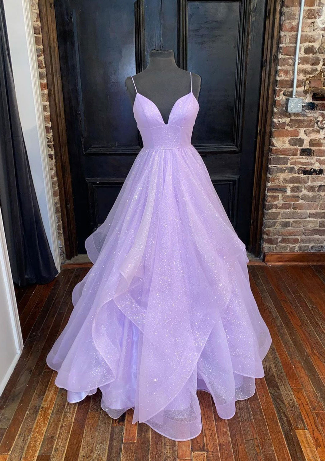 Princess Sweetheart Sleeveless Long Tulle Sparkling Prom Dress