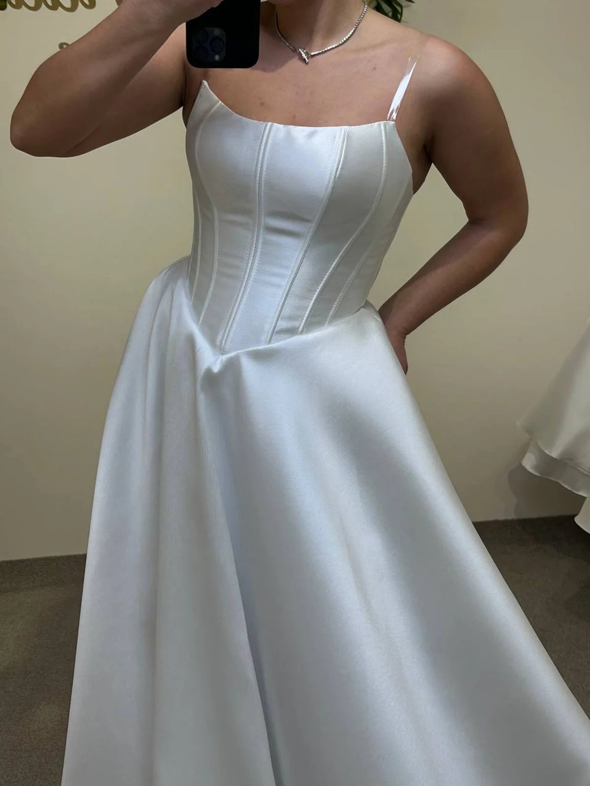 Chic Minimalist Soft Mikado Satin Wedding Dress