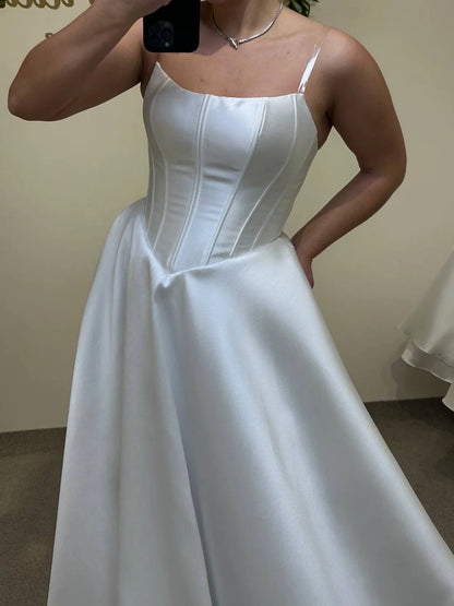 Chic Minimalist Soft Mikado Satin Wedding Dress