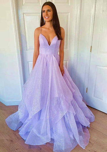 Princess Sweetheart Sleeveless Long Tulle Sparkling Prom Dress