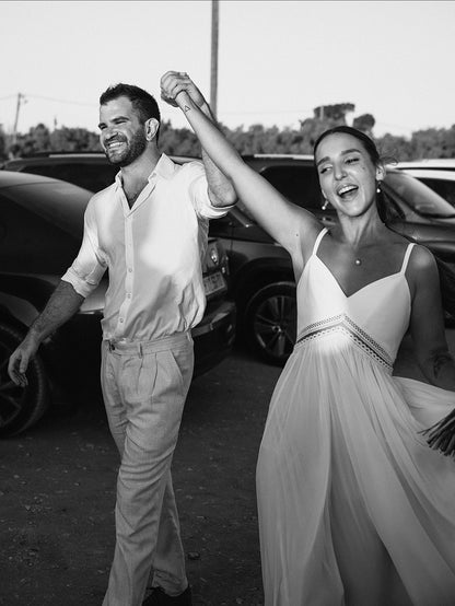 Spaghetti Straps A-Line Chiffon Wedding Dresses With Lace