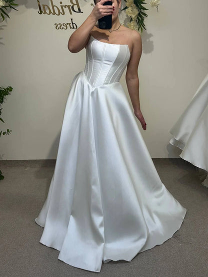 Chic Minimalist Soft Mikado Satin Wedding Dress