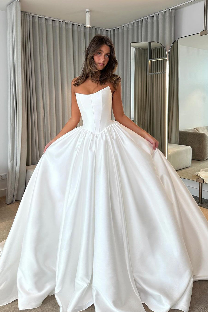Ayasha | Ball Gown Strapless Satin Wedding Dresses