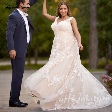 Plus Size Champagne Tulle Wedding Dresses