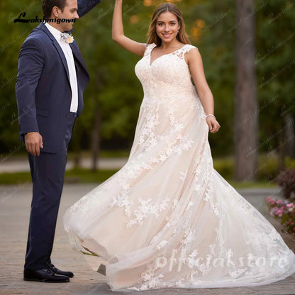 Plus Size Champagne Tulle Wedding Dresses
