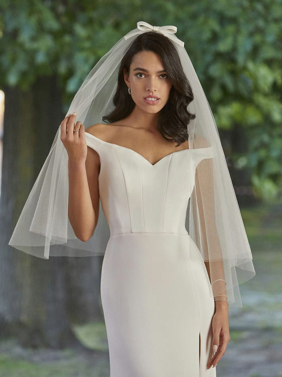 Off Shoulder V-Neck High Slit Mermaid Wedding Dress with Train