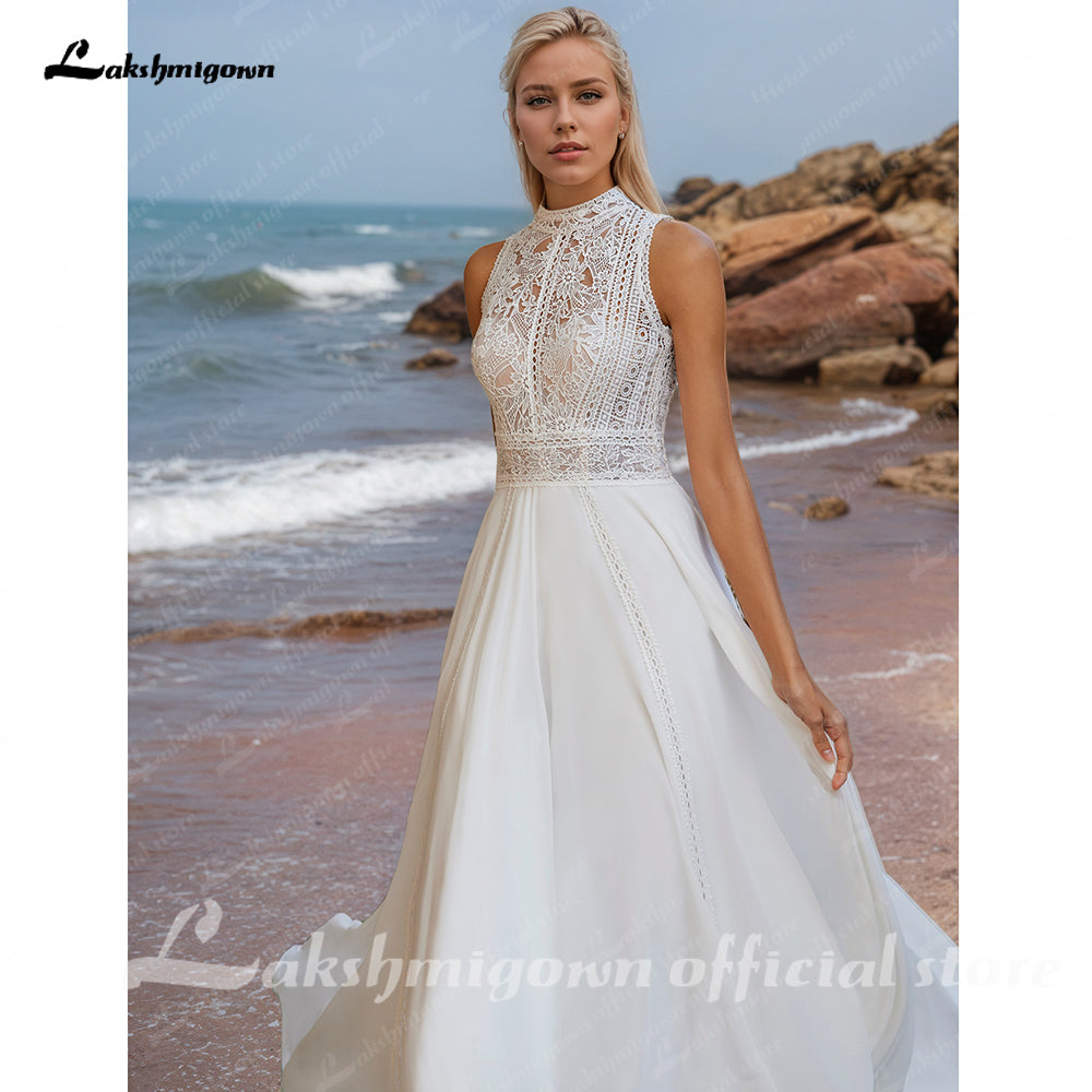 Plus Size Boho V Neck Long Flare Sleeve Lace Appliques Chiffon A Line Wedding Dress
