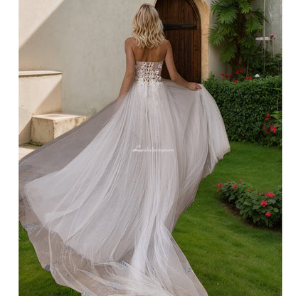 Off the Shoulder Mini Wedding Dresses with Detachable Train