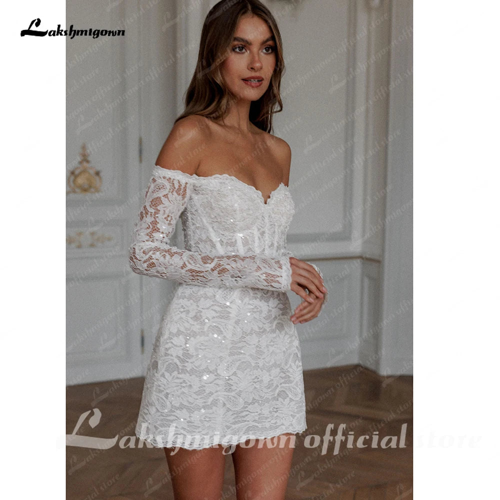 Strapless Off The Shoulder Short Wedding Dress