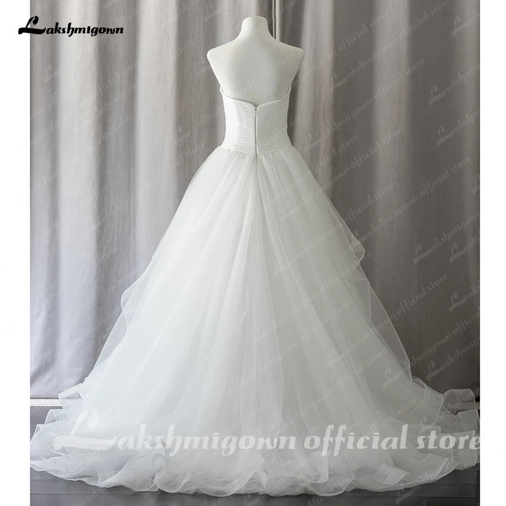 Lakshmigown Sweetheart Ruched White Wedding Dress 2023 vestido de novia Bohemia Tulle Beach свадебные платья Bride Gowns